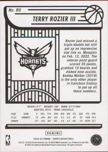 2022-23 Panini NBA Hoops #89 Terry Rozier III NM-MT Hornets ID:51812 - Basketball Card Single
