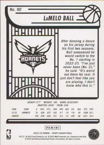 2022-23 Panini NBA Hoops #90 LaMelo Ball NM-MT Hornets ID:54771 - Basketball Card Single