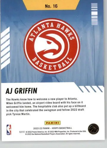 AJ Griffin basketball card from Panini NBA Hoops Arriving Now series