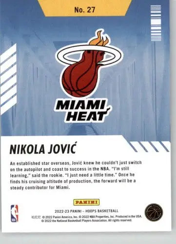 Nikola Jovic basketball card from Panini NBA Hoops 2022-23 Arriving Now series