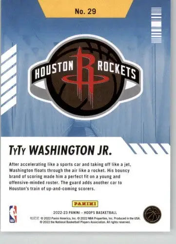 Basketball card back featuring original gloss from Panini NBA Hoops 2022-23 TyTy Washington Jr