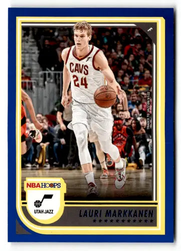 Lauri Markkanen basketball card from Panini NBA Hoops Blue 2022-23 Jazz series