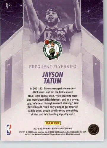 Jayson Tatum basketball card from Panini NBA Hoops Frequent Flyers series