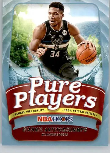 Basketball card of Giannis Antetokounmpo from 2022-23 Panini NBA Hoops Pure Players