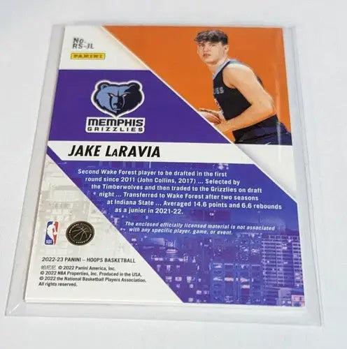 Jake LaRavia basketball card from Panini NBA Hoops Rise N Shine memorabilia