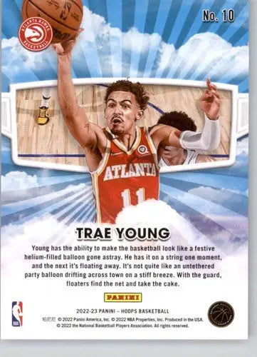 Original gloss Panini NBA Hoops Skyview Trae Young basketball card front view