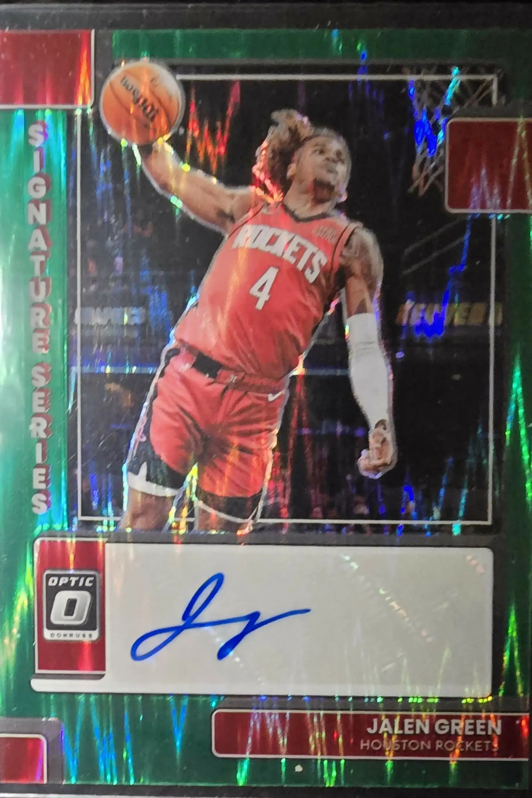 2022-23 PANINI OPTIC SSP GREEN SHOCK PRIZM AUTO FANATICS ONLY EXCLUSIVE JALEN GREEN - Basketball Card Single