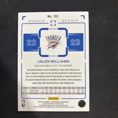 2022-23 Panini Photogenic - Rookies Jalen Williams #161 Diamond /75 (RC)