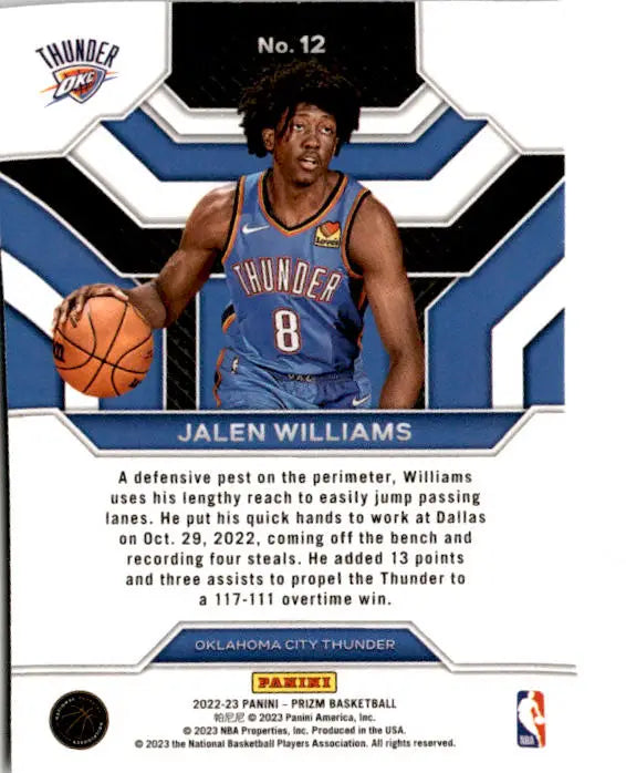 2022-23 Panini Prizm #12 Jalen Williams Emergent - Basketball Card Single