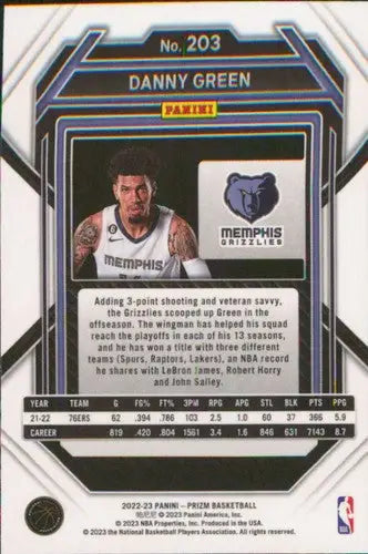 2022-23 Panini Prizm #203 Danny Green NM-MT Grizzlies ID:55462 - Basketball Card Single