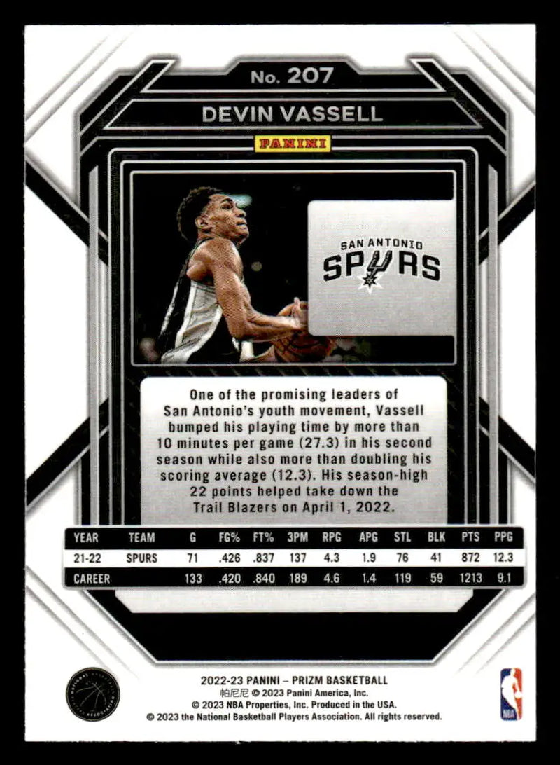 2022-23 Panini Prizm #207 Devin Vassell - Basketball Card Single