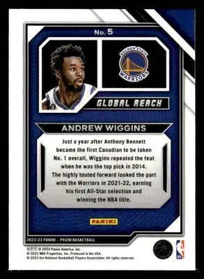 2022-23 Panini Prizm #5 Andrew Wiggins Global Reach - Basketball Card Single