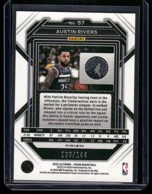 2022-23 Panini Prizm Basketball Austin Rivers #57 Blue 139/144 Sparkle - Basketball Card Single