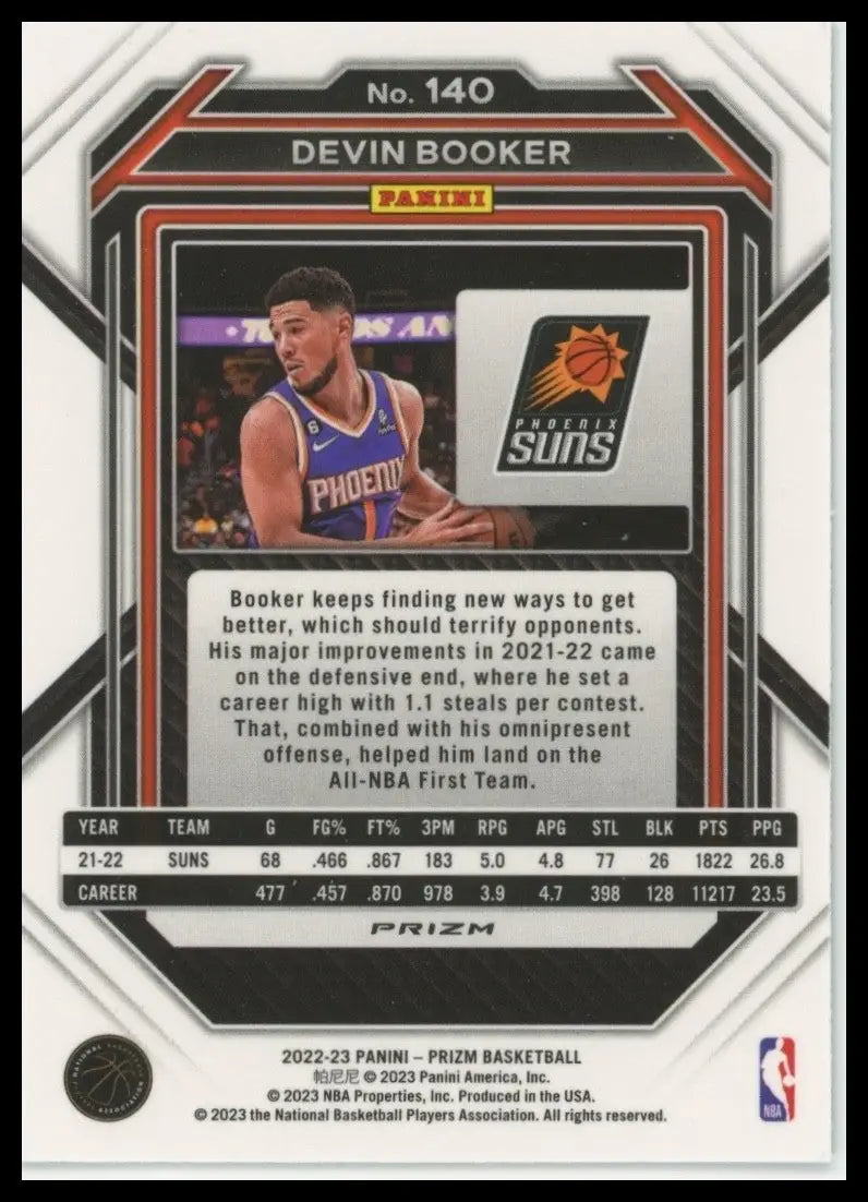 2022-23 Panini Prizm - Devin Booker #140 Green Prizm