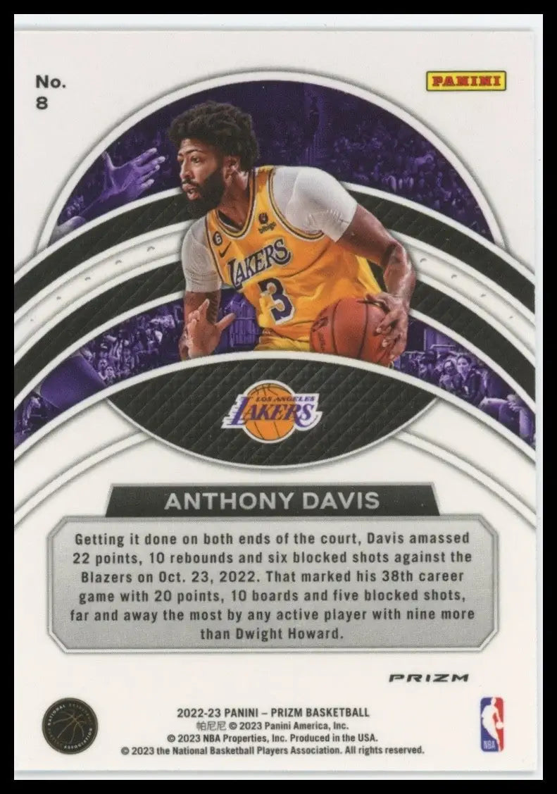 2022-23 Panini Prizm - Dominance Anthony Davis #8 Silver Prizm