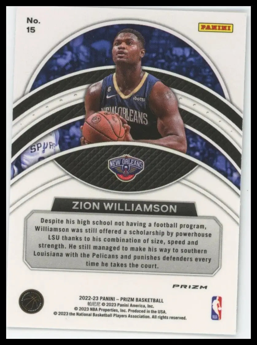 2022-23 Panini Prizm - Dominance Zion Williamson #15 Silver Prizm