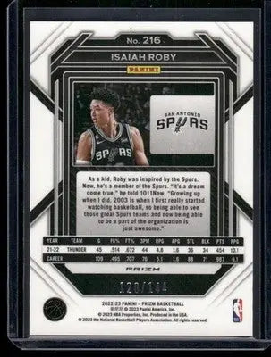 2022-23 Panini Prizm Isaiah Roby #216 Blue Shimmer 120/144 Sparkle Basketball - Basketball Card Single