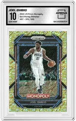 Prizm Monopoly Joel Joel Embiid Gold Money Shimmer trading card Gem Mint 10