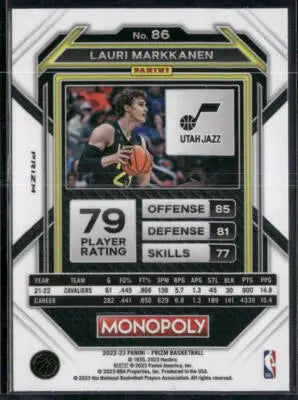 2022-23 Panini Prizm Monopoly Lauri Markkanen #86 Basketball - Basketball Card Single