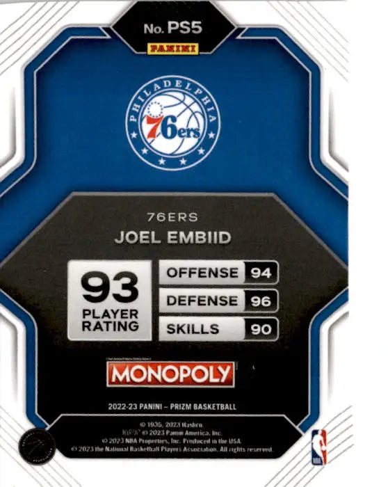 2022-23 Panini Prizm Monopoly #PS5 Joel Embiid Prizm All-Stars - Basketball Card Single