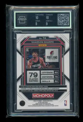 2022-23 Panini Prizm Monopoly Shaedon Sharpe #74 RC Basketball Arena Club 8.5 - Basketball Card Single