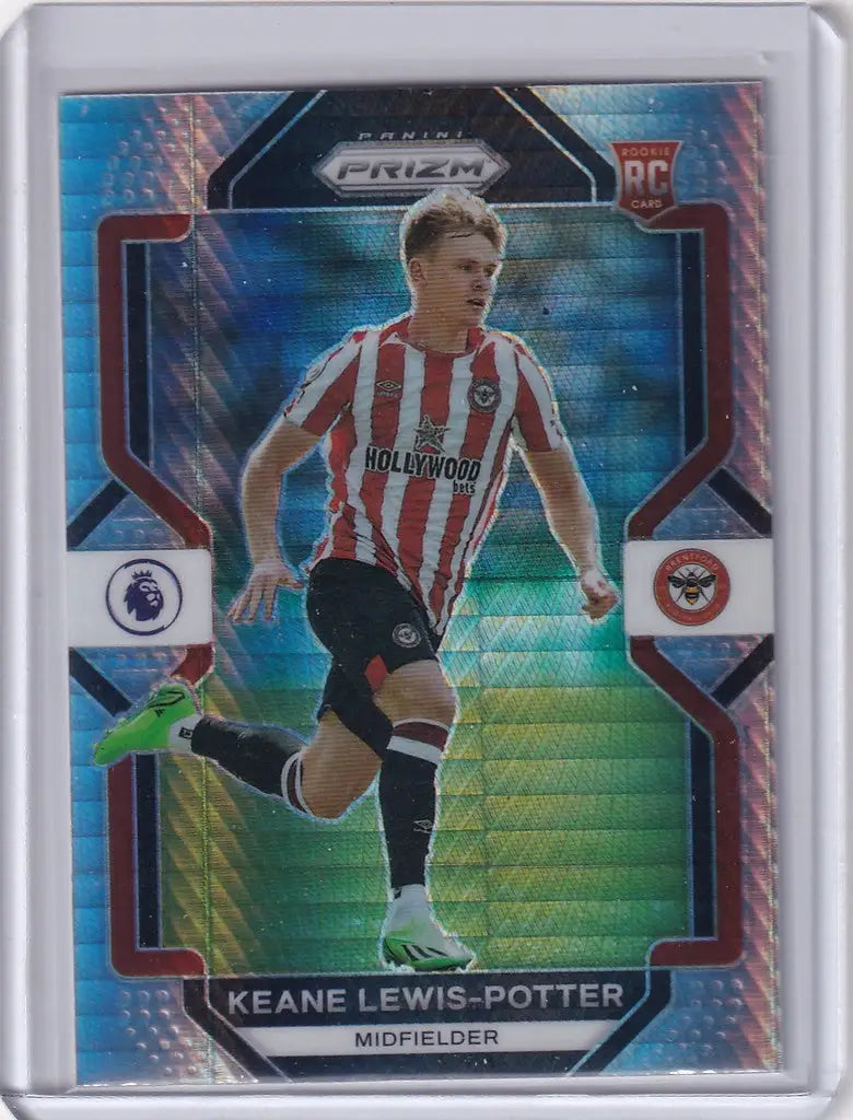 Soccer trading card of Keane Lewis Potter in red and white jersey, Panini Prizm Premier