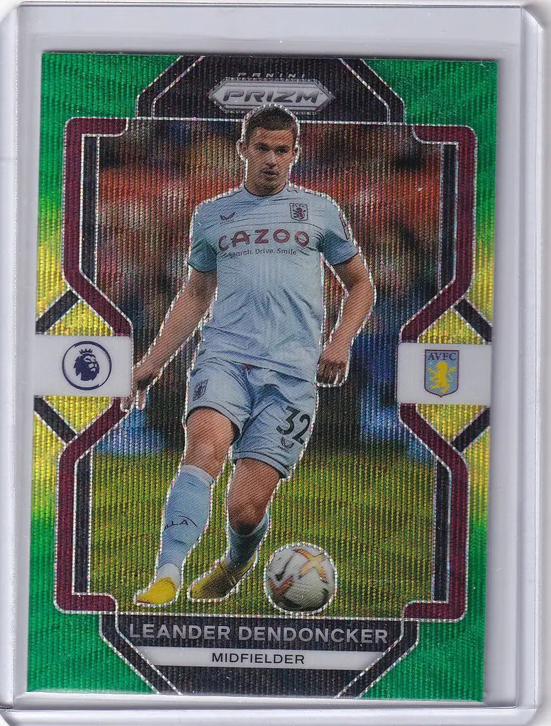 Soccer trading card of Leander Dendoncker in light blue for Panini Prizm Premier League