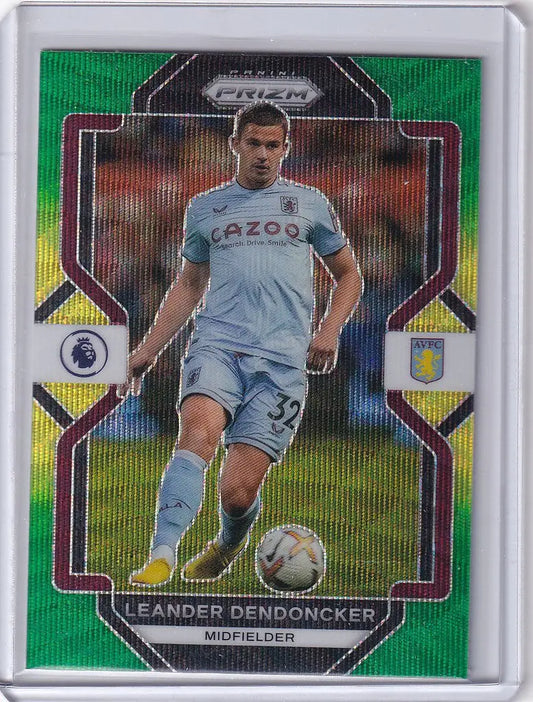 Soccer trading card of Leander Dendoncker in light blue for Panini Prizm Premier League