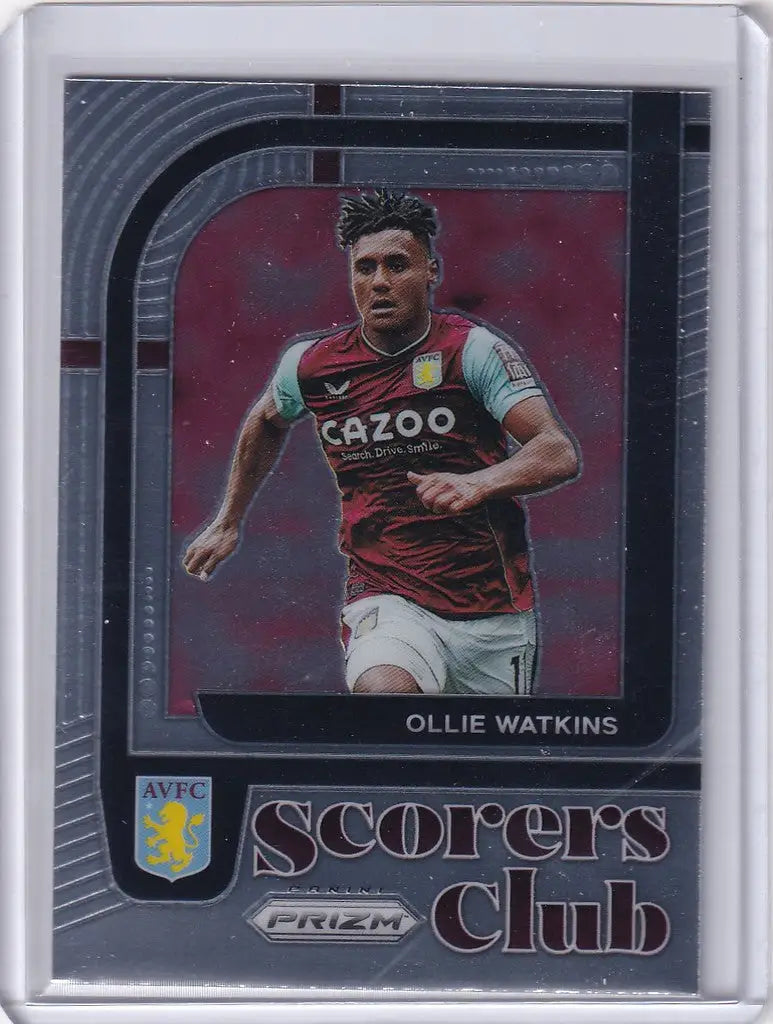 Soccer trading card of Ollie Watkins AVFC in Panini Prizm Premier League Scorers design
