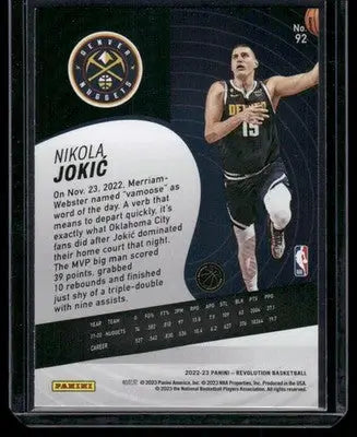 2022-23 Panini Revolution Basketball Nikola Jokic #92 Groove Basketball - Basketball Card Single