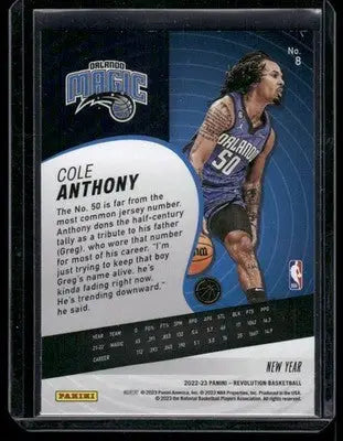 2022-23 Panini Revolution New Year Cole Anthony #8 Basketball - Basketball Card Single