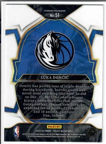 2022-23 Panini Select #51 Luka Doncic NM-MT Mavericks Concourse ID:72681 - Basketball Card Single