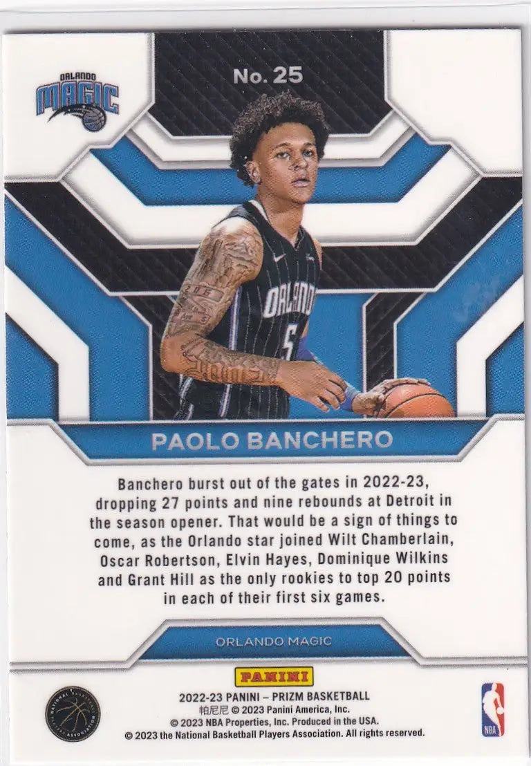 2022-23 PRIZM #25 PAOLO BANCHERO EMERGENT- ORLANDO MAGIC