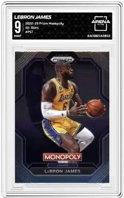 Graded Prizm Monopoly LeBron James 2022-23 All-Stars basketball card showcasing Monopoly LeBron James