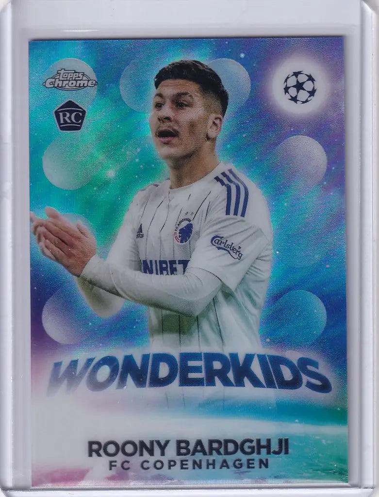 Soccer trading card of Roony Bardghji from FC Copenhagen in Topps Chrome UEFA Wonderkids