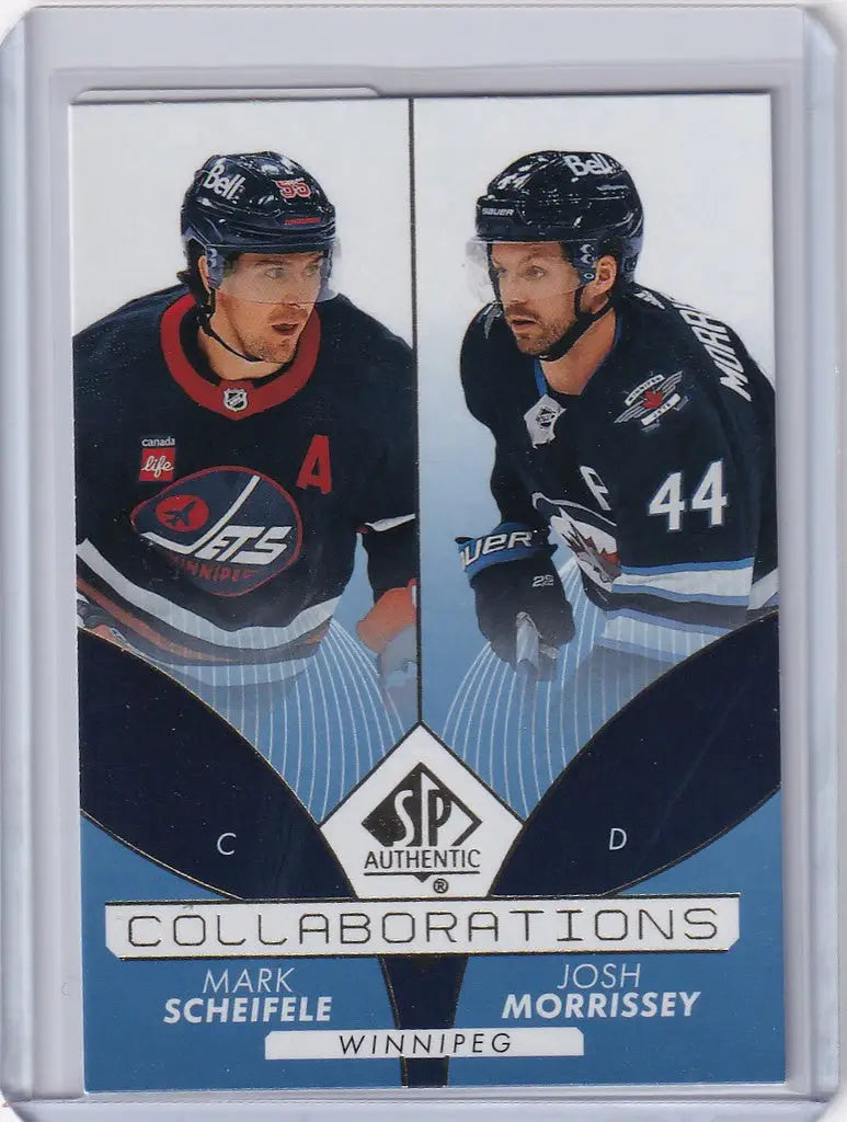 Hockey trading card featuring Mark Scheifele and Josh Morrissey from UD SP Authentic