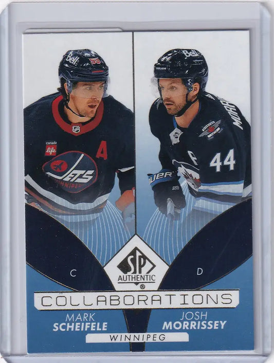 Hockey trading card featuring Mark Scheifele and Josh Morrissey from UD SP Authentic