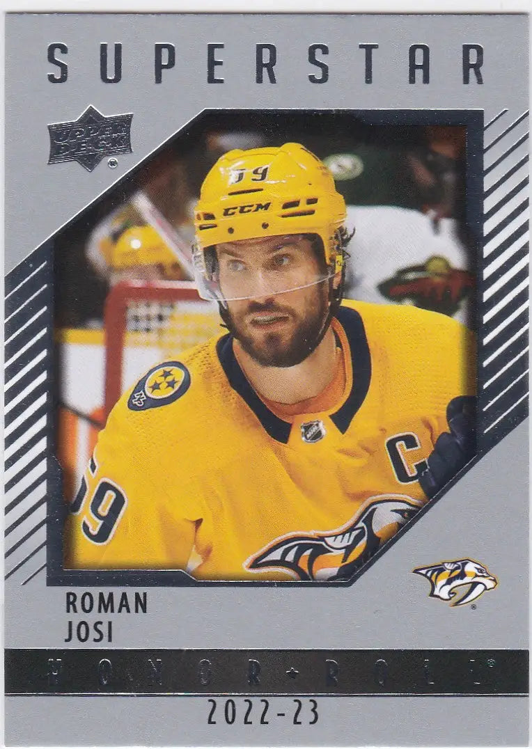 Roman Josi Honor Roll hockey card from 2022-23 Upper Deck Predators collection