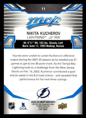 2022-23 Upper Deck MVP #11 Nikita Kucherov Blue Script - Hockey Card Single