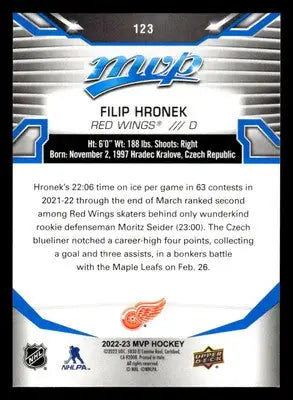 2022-23 Upper Deck MVP #123 Filip Hronek Blue Script - Hockey Card Single