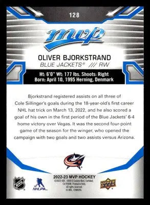 2022-23 Upper Deck MVP #128 Oliver Bjorkstrand Blue Script - Hockey Card Single