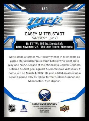 2022-23 Upper Deck MVP #130 Casey Mittelstadt Blue Script - Hockey Card Single