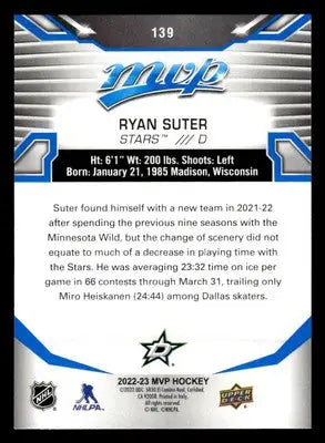 2022-23 Upper Deck MVP #139 Ryan Suter Blue Script - Hockey Card Single