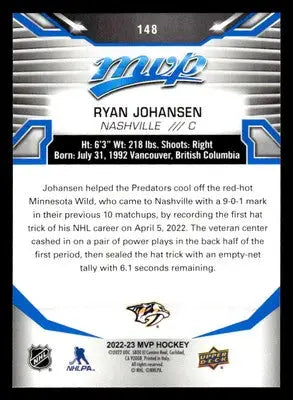 2022-23 Upper Deck MVP #148 Ryan Johansen Blue Script - Hockey Card Single