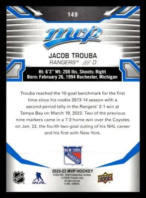 2022-23 Upper Deck MVP #149 Jacob Trouba Blue Script - Hockey Card Single