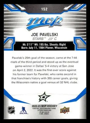 2022-23 Upper Deck MVP #152 Joe Pavelski Blue Script - Hockey Card Single
