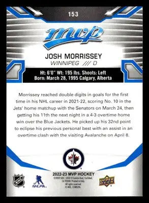 2022-23 Upper Deck MVP #153 Josh Morrissey Blue Script - Hockey Card Single