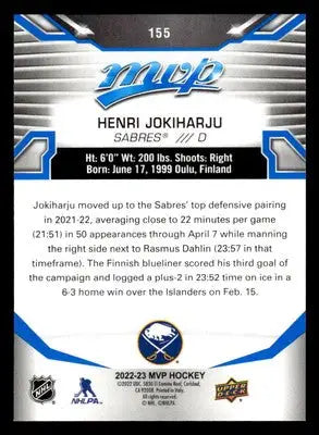 2022-23 Upper Deck MVP #155 Henri Jokiharju Blue Script - Hockey Card Single