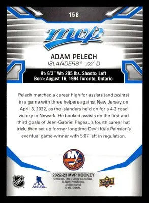 2022-23 Upper Deck MVP #158 Adam Pelech Blue Script - Hockey Card Single