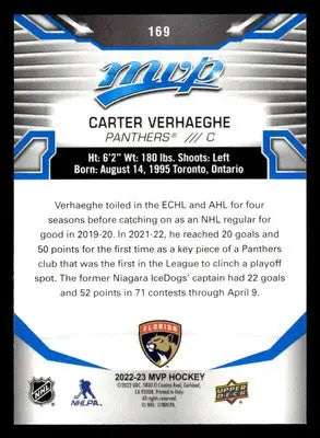 2022-23 Upper Deck MVP #169 Carter Verhaeghe Blue Script - Hockey Card Single